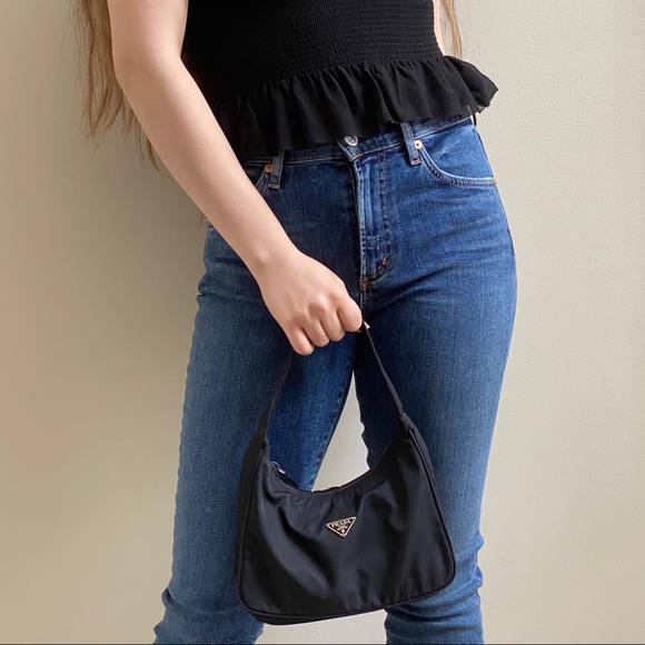 Prada Handbags - ✨ SOLD ON SITE✨Prada Black Hobo Mini Tessuto Bag